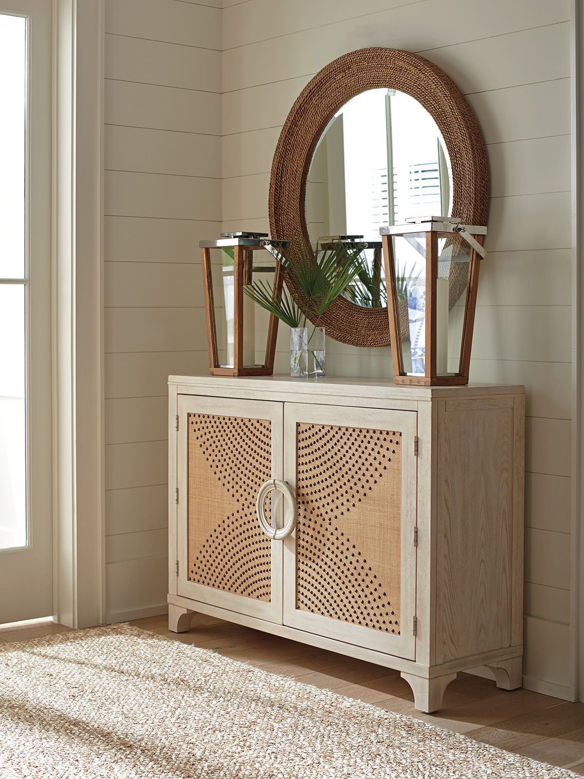 Newport - La Jolla Woven Round Mirror - Light Brown