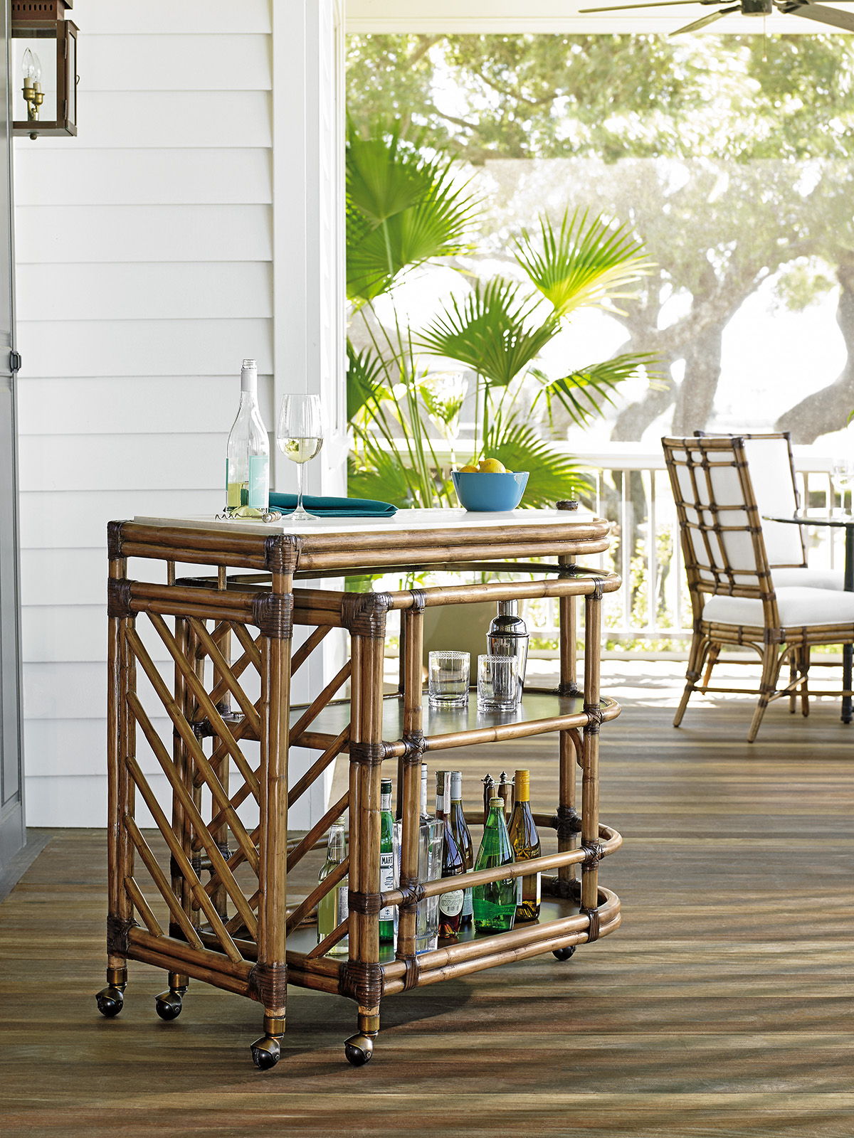 Twin Palms - Cable Beach Bar Cart - Light Brown