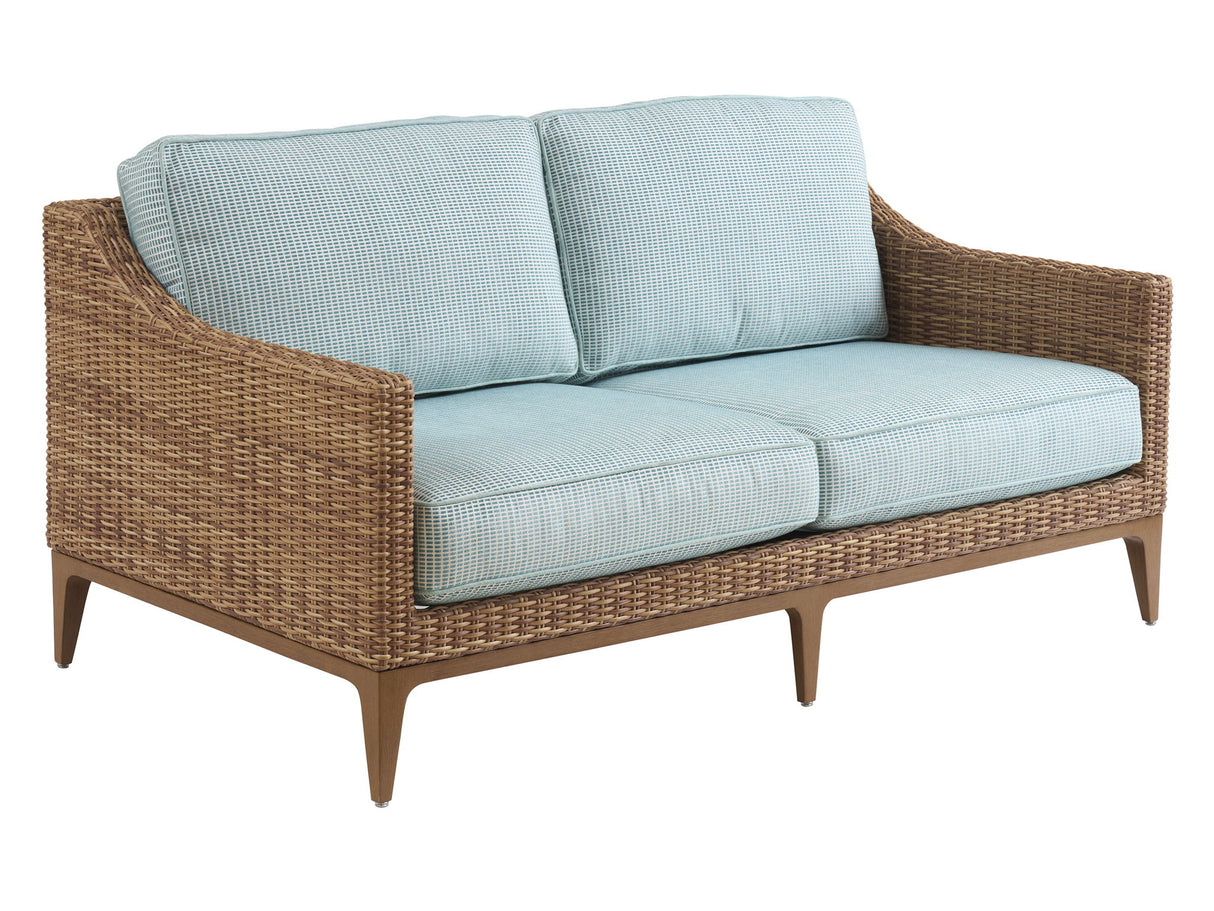 Palm Desert Poolside - Loveseat - Dark Brown / Light Blue