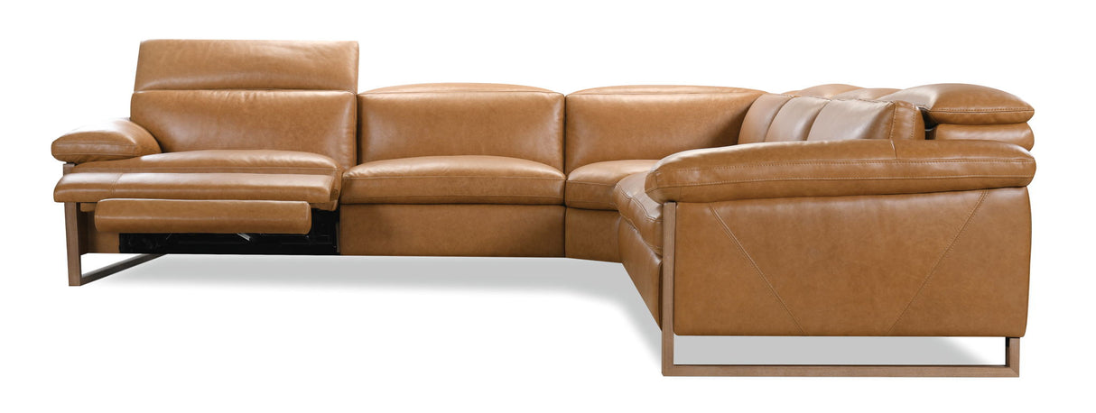 MS - Jericho Five-Piece Power Reclining Sectional - Light Brown