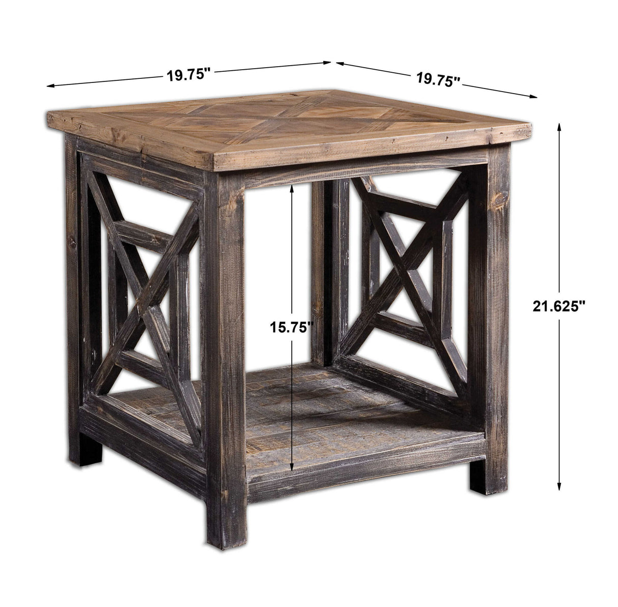 Spiro - Reclaimed Wood End Table - Light Brown & Gray, Dark