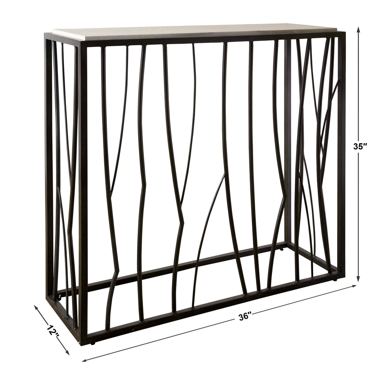 Reed - Travertine Console Table - Black & Light Brown