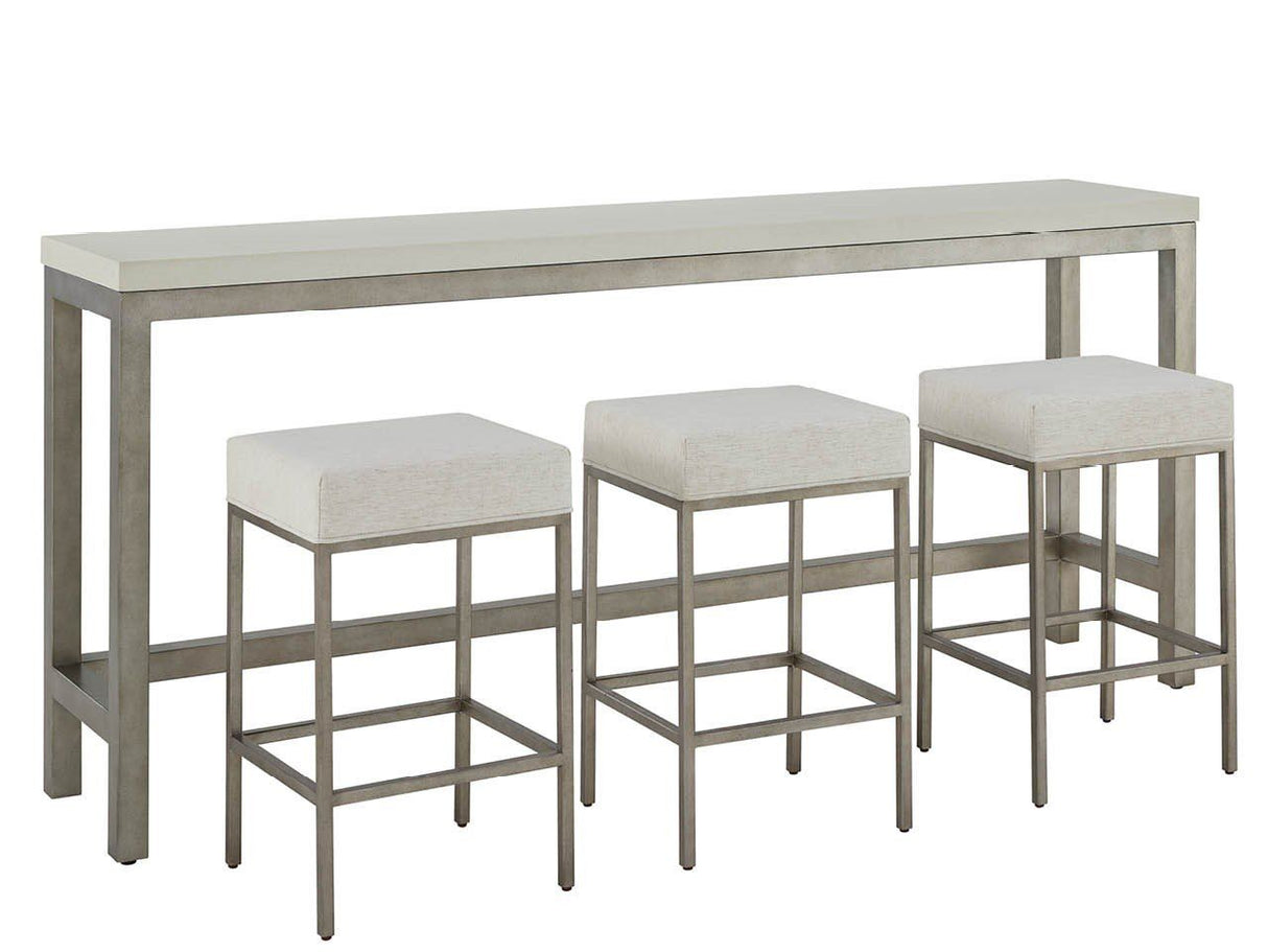 Oasis - Console With 3 Stools - Gray / Beige