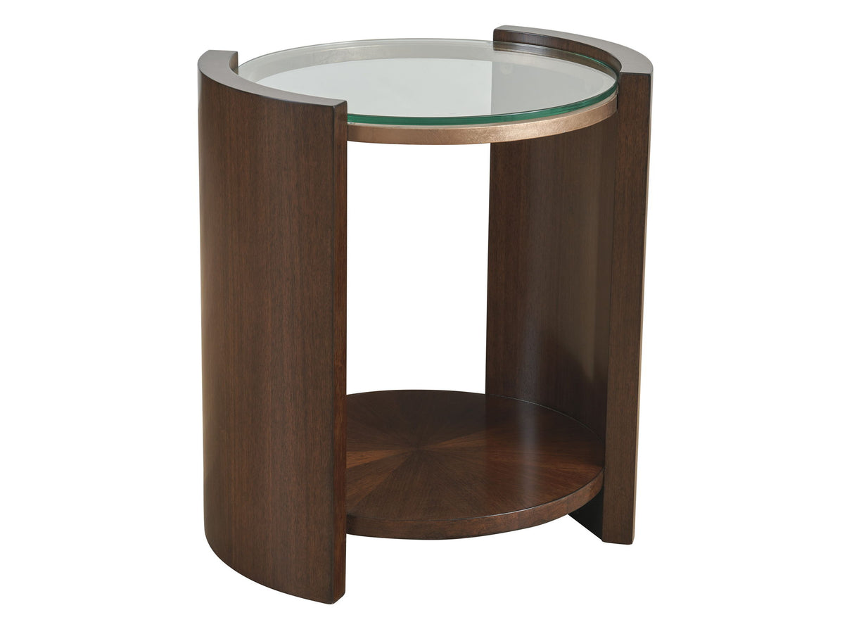 Rendezvous - Lennox Round Accent Table - Dark Brown / White