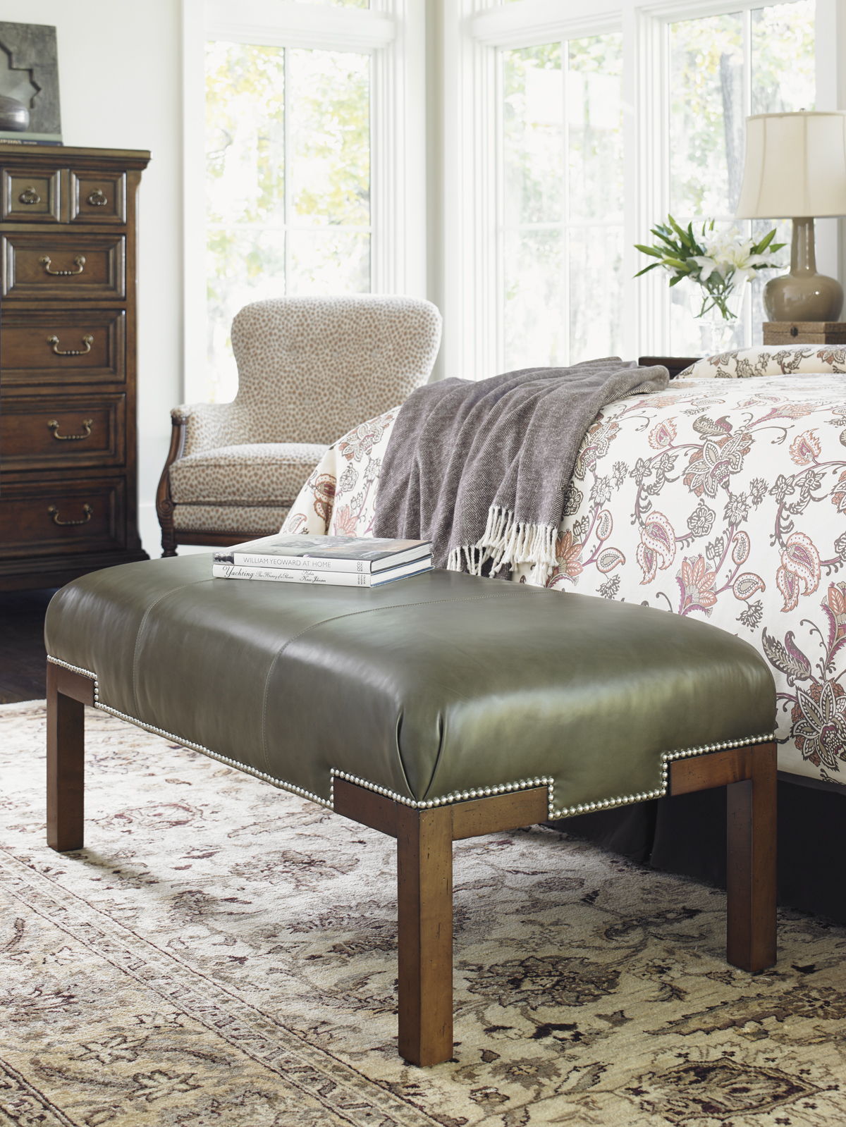 Lexington Leather - Norfolk Leather Cocktail Ottoman - Dark Brown