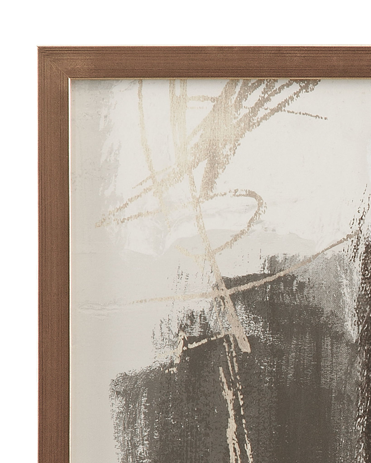 Neutral Contrast Brush Framed Print - Beige / Dark Brown