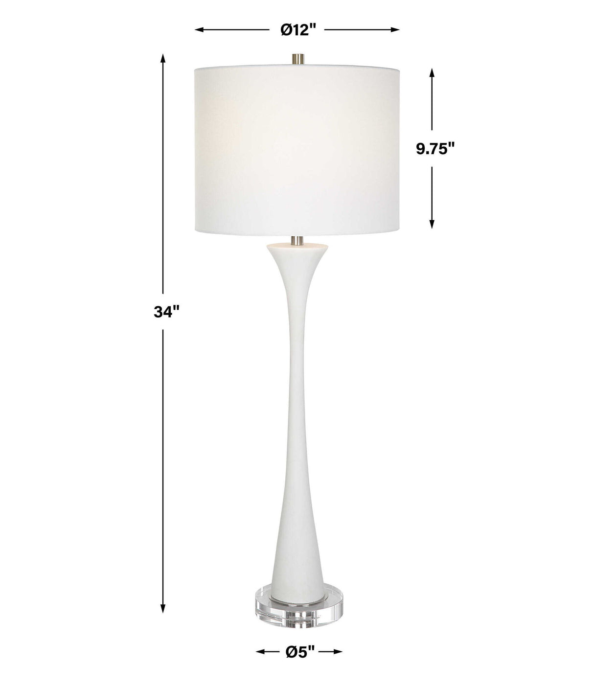 Fountain - Marble Buffet Lamp - White