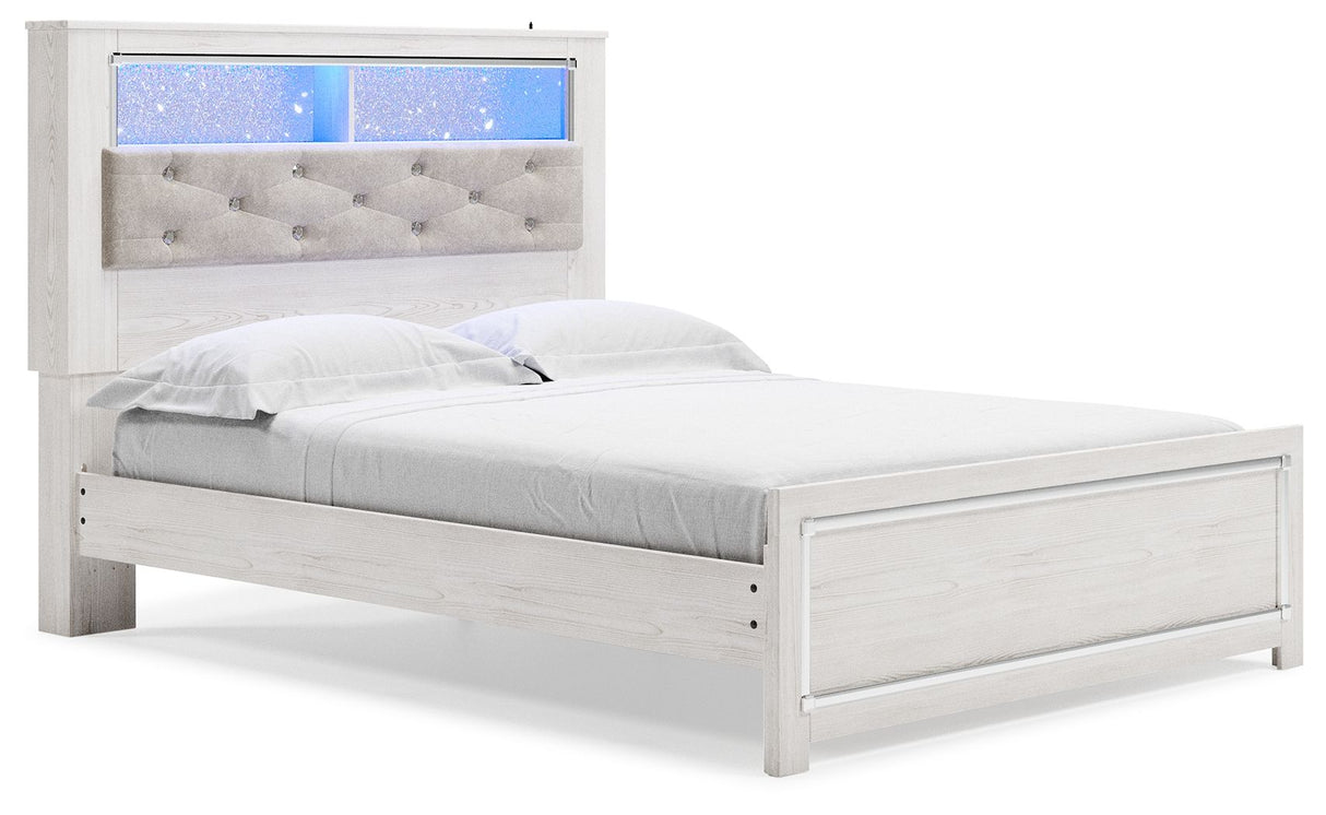 Altyra - Queen Panel Bookcase Bed With Roll Slats - White
