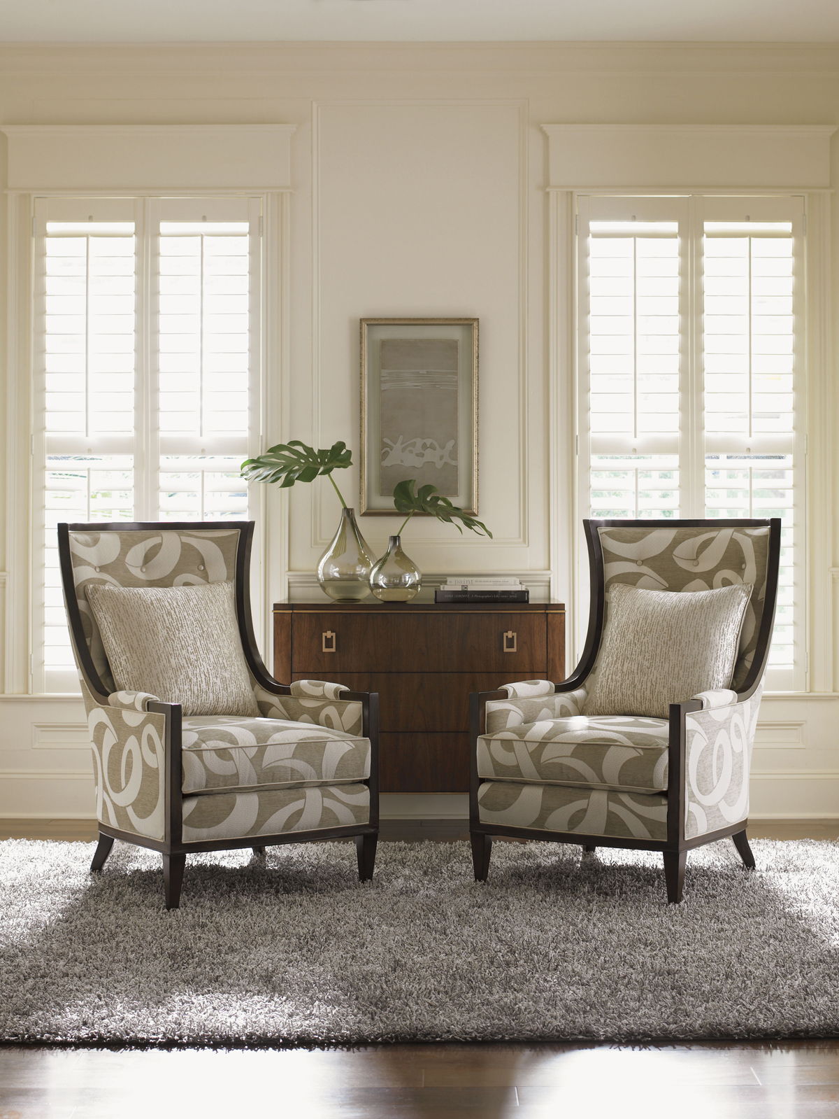 Lexington Upholstery - Greenwood Chair - Dark Brown / Beige