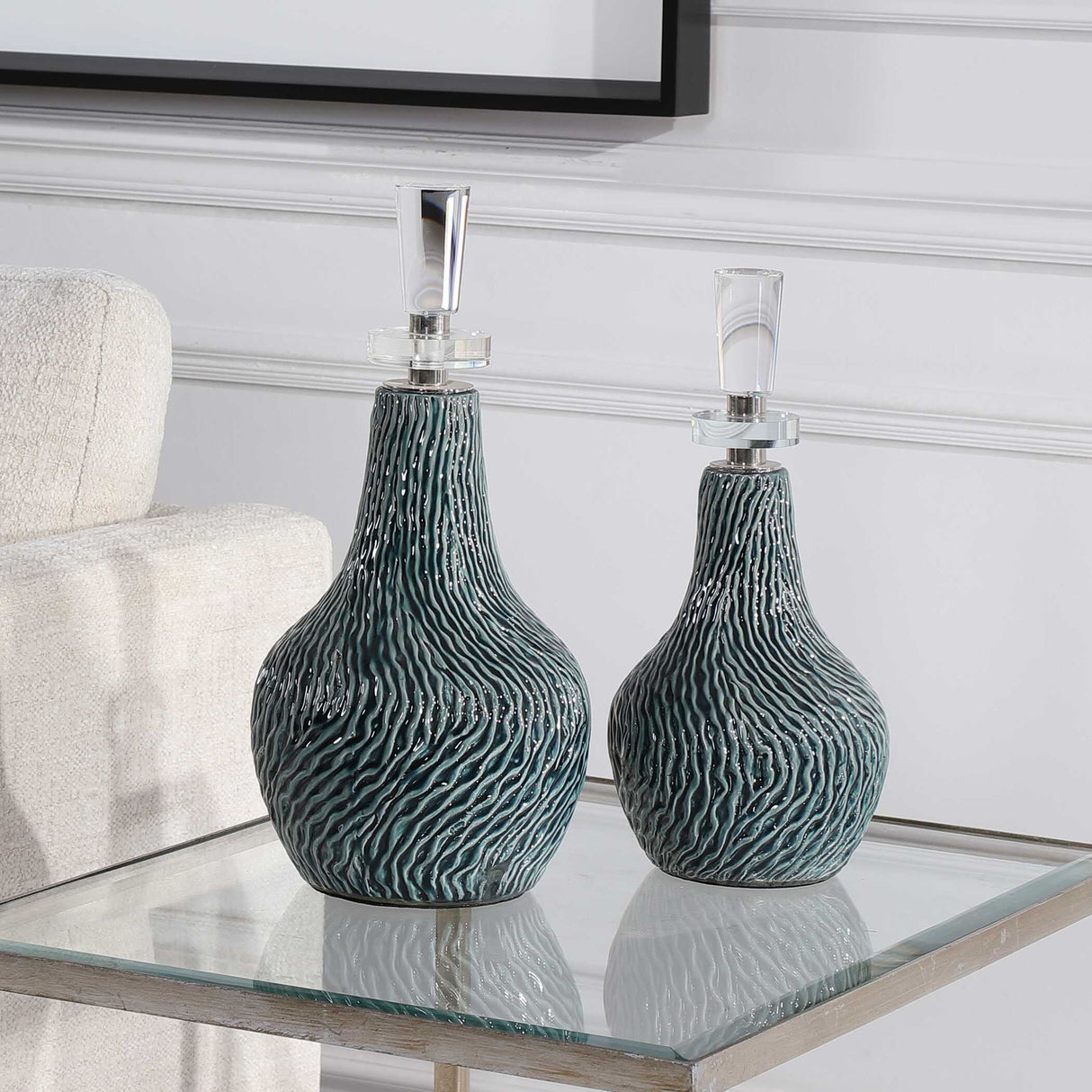Almera - Bottles, Set Of 2 - Dark Teal