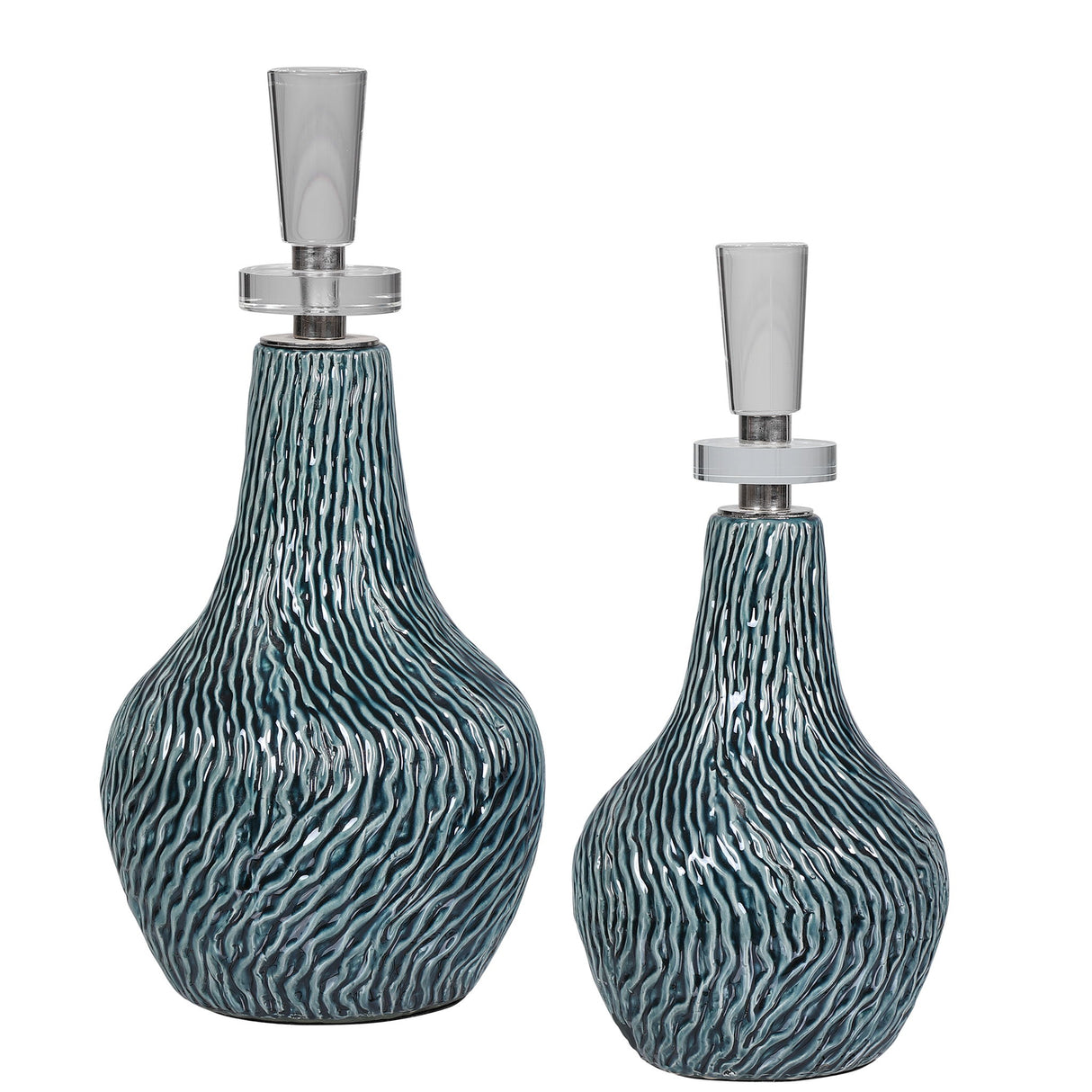 Almera - Bottles, Set Of 2 - Dark Teal