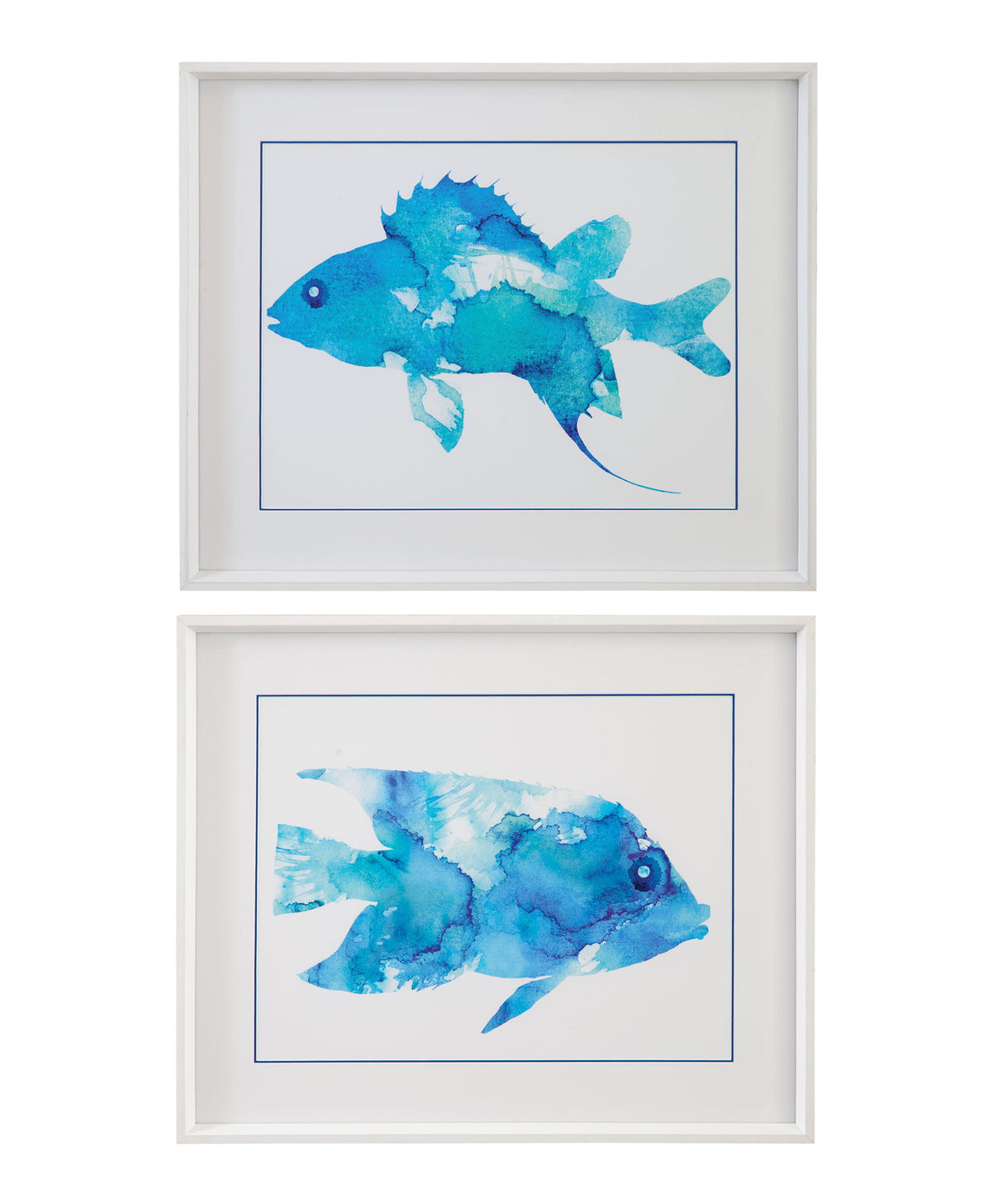 Watercolor Fish II Framed Print - Blue / White