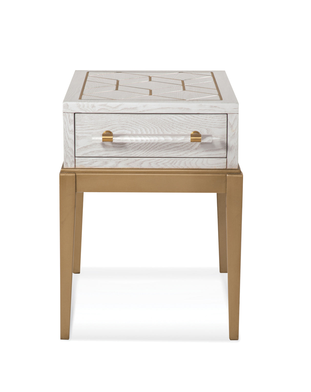 Perrine - Chairside Table - White / Gold