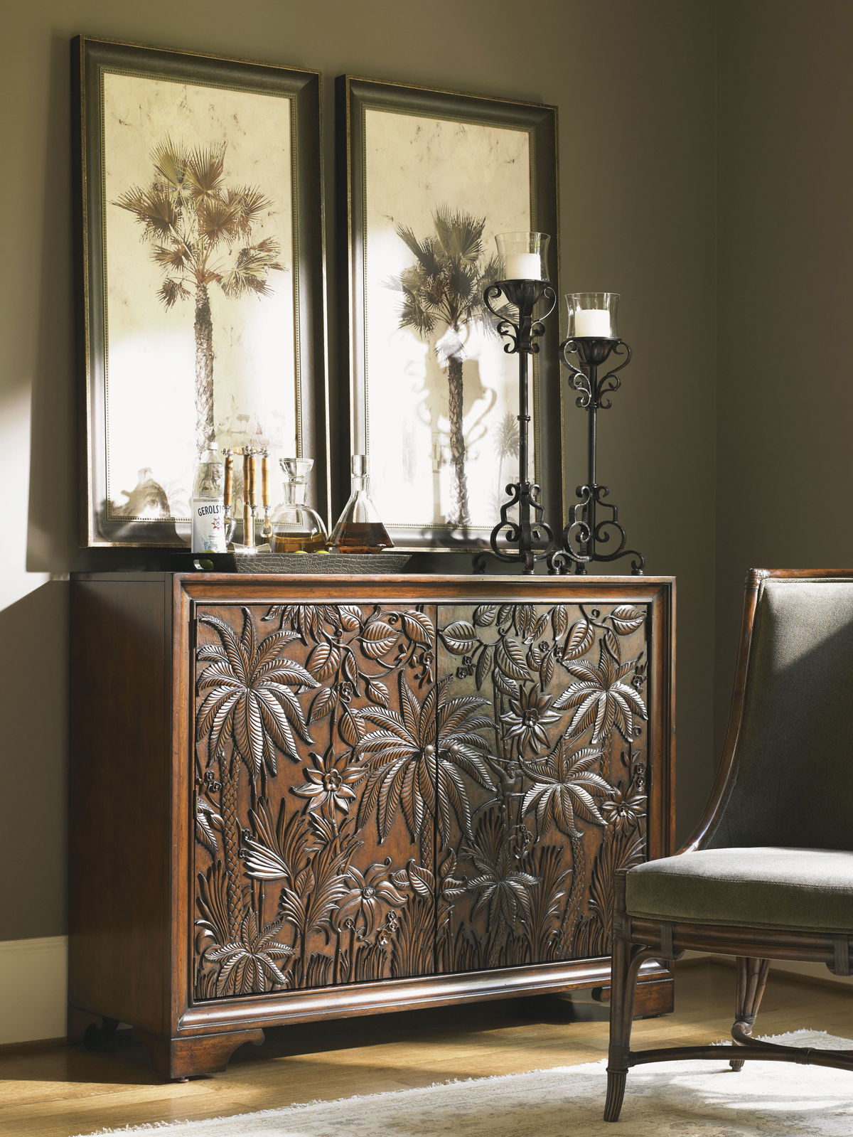 Royal Kahala - Balboa Carved Door Chest - Dark Brown