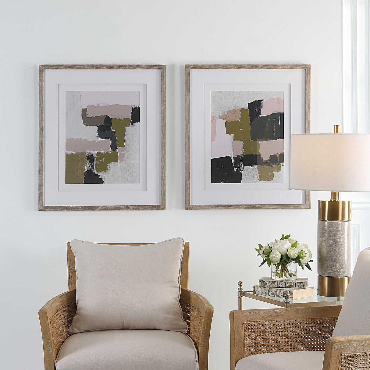 Color Block - Framed Prints, Set Of 2 - Light Brown