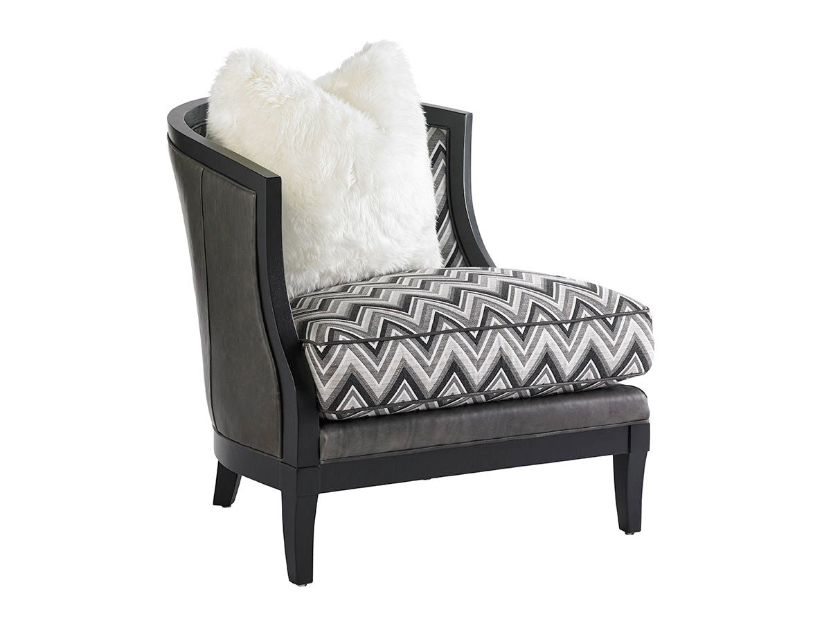 Lexington Leather - Garland Left Arm Facing Leather Chair - Dark Gray / Black