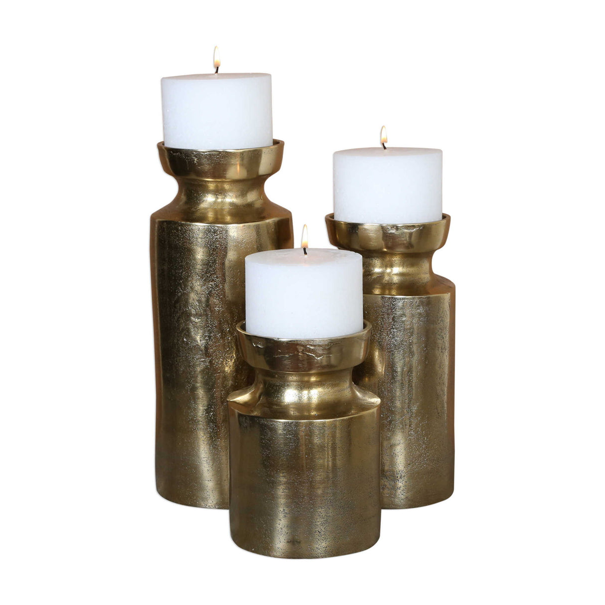 Amina - Candleholders Set Of 3 - Antique Brass