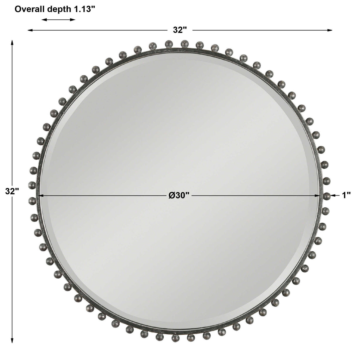 Taza - Round Iron Mirror - Gray, Dark
