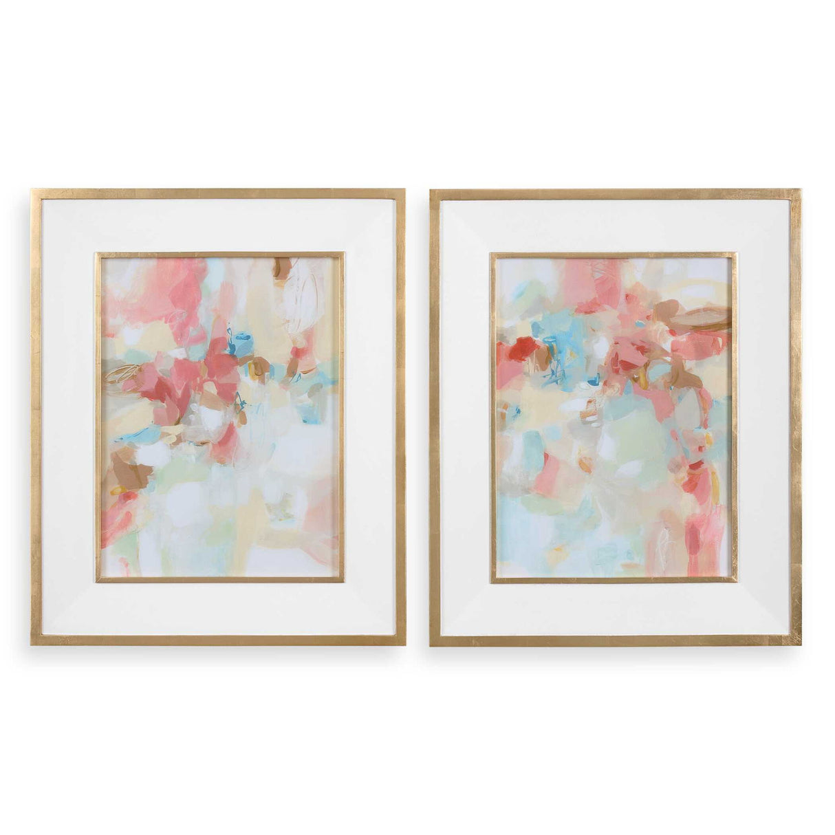 A Touch Of Blush And Rosewood Fences - Art, Set Of 2 - Pink