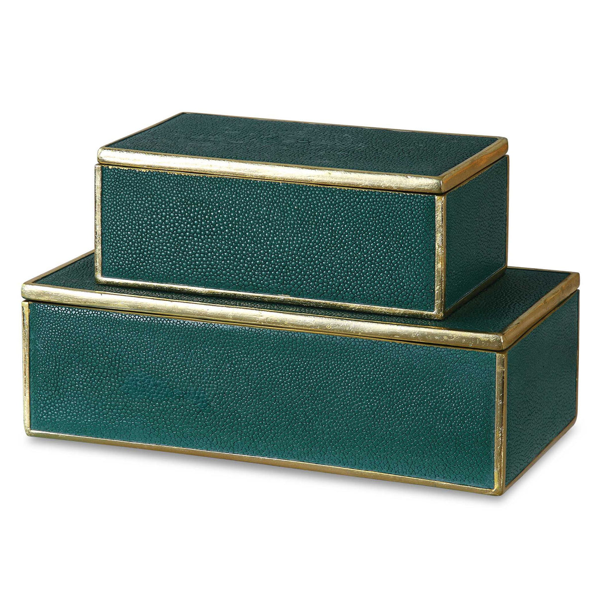 Karis - Boxes, Set Of 2 - Emerald Green