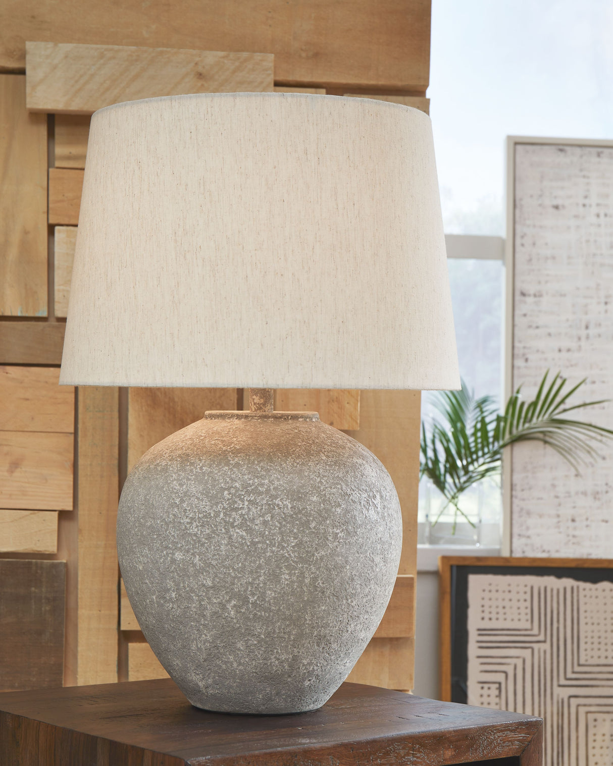 Dreward - Paper Table Lamp - Distressed Gray