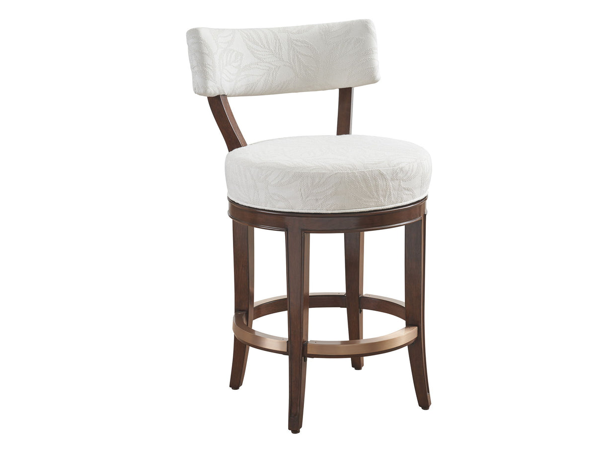 Rendezvous - Giles Upholstered Swivel Counter Stool - Dark Brown / Beige
