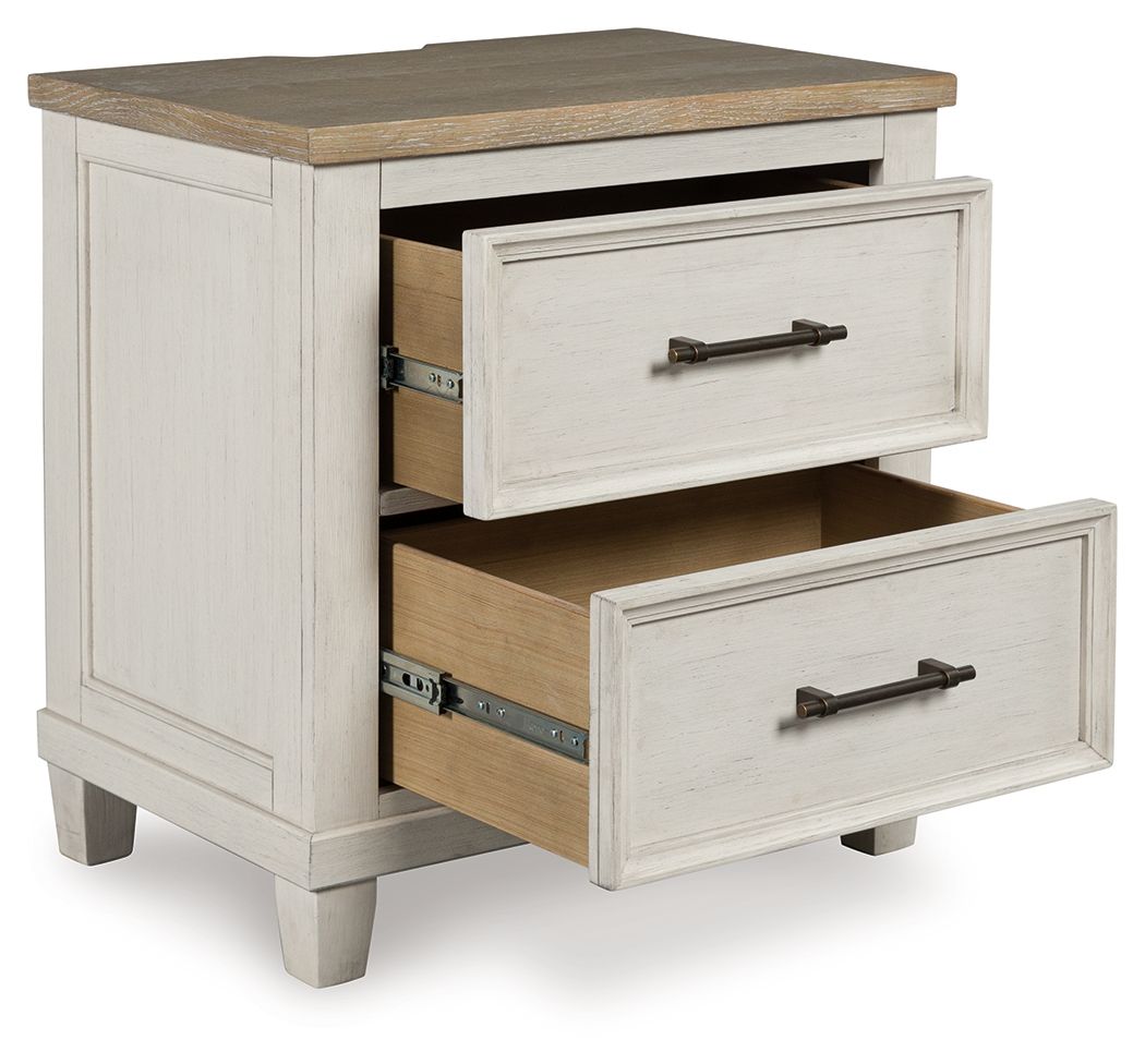Shaybrock - Two Drawer Night Stand - Antique White / Brown