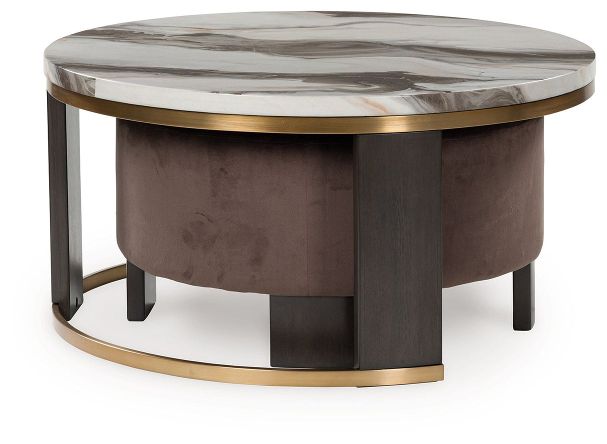Jazmore - Nesting Cocktail Tables (Set of 2) - Brown / Brass Finish
