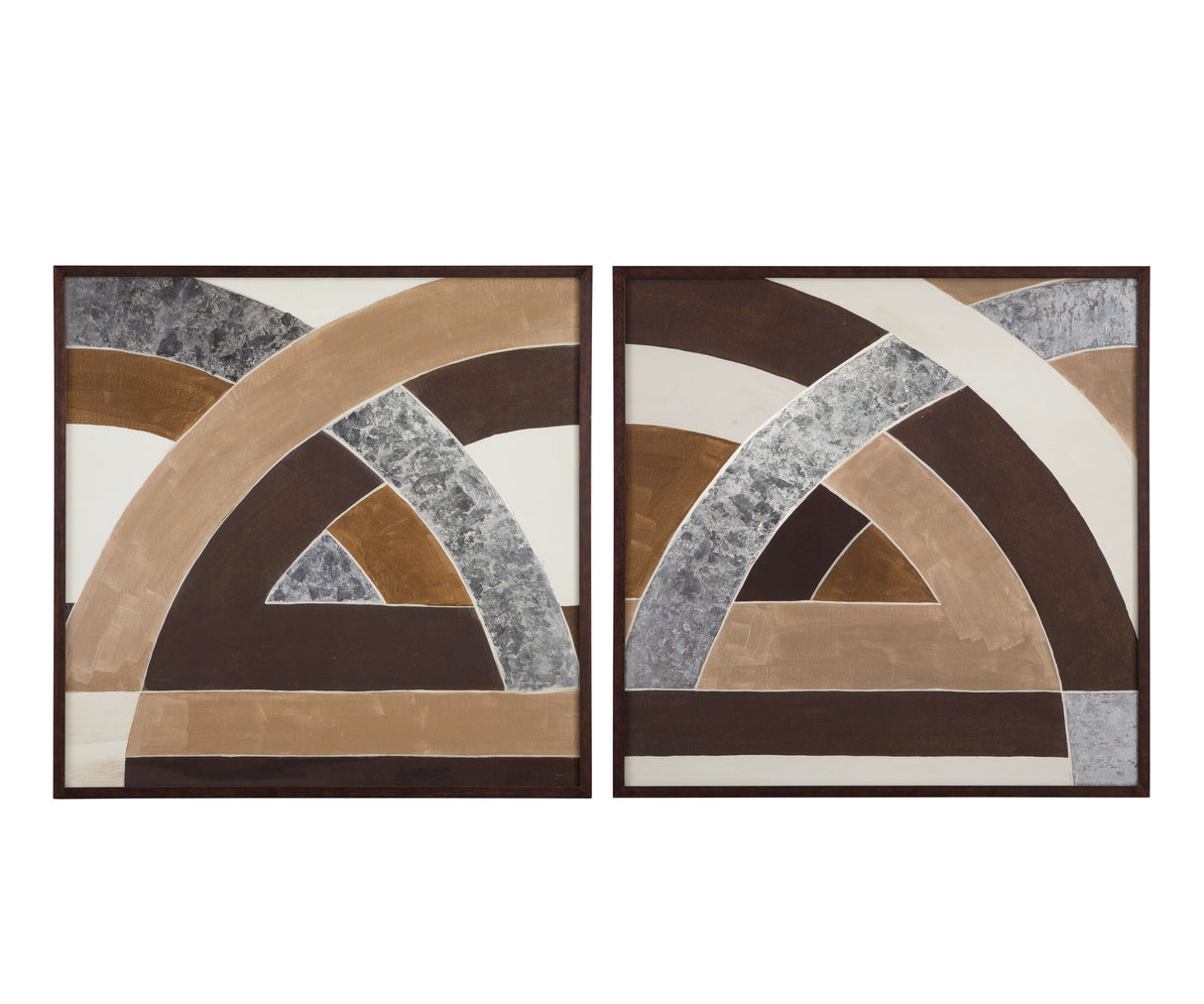 Neutral Geometry Framed Print (Set of 2) - Brown