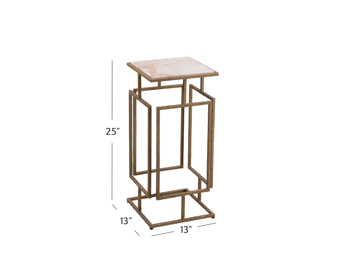 Audrey - Accent Table - Antique Brass / Italian Marble