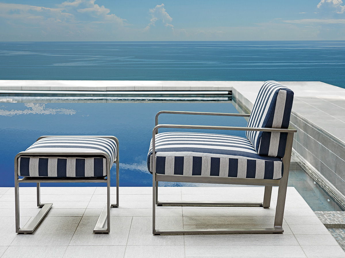 Del Mar - Mini Ottoman - Gray / Blue