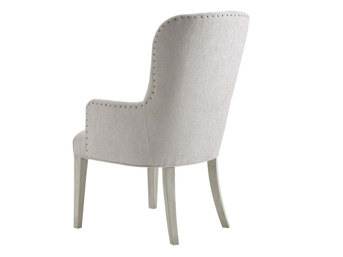 Oyster Bay - Wood Baxter Upholstered Arm Chair - Pearl Silver