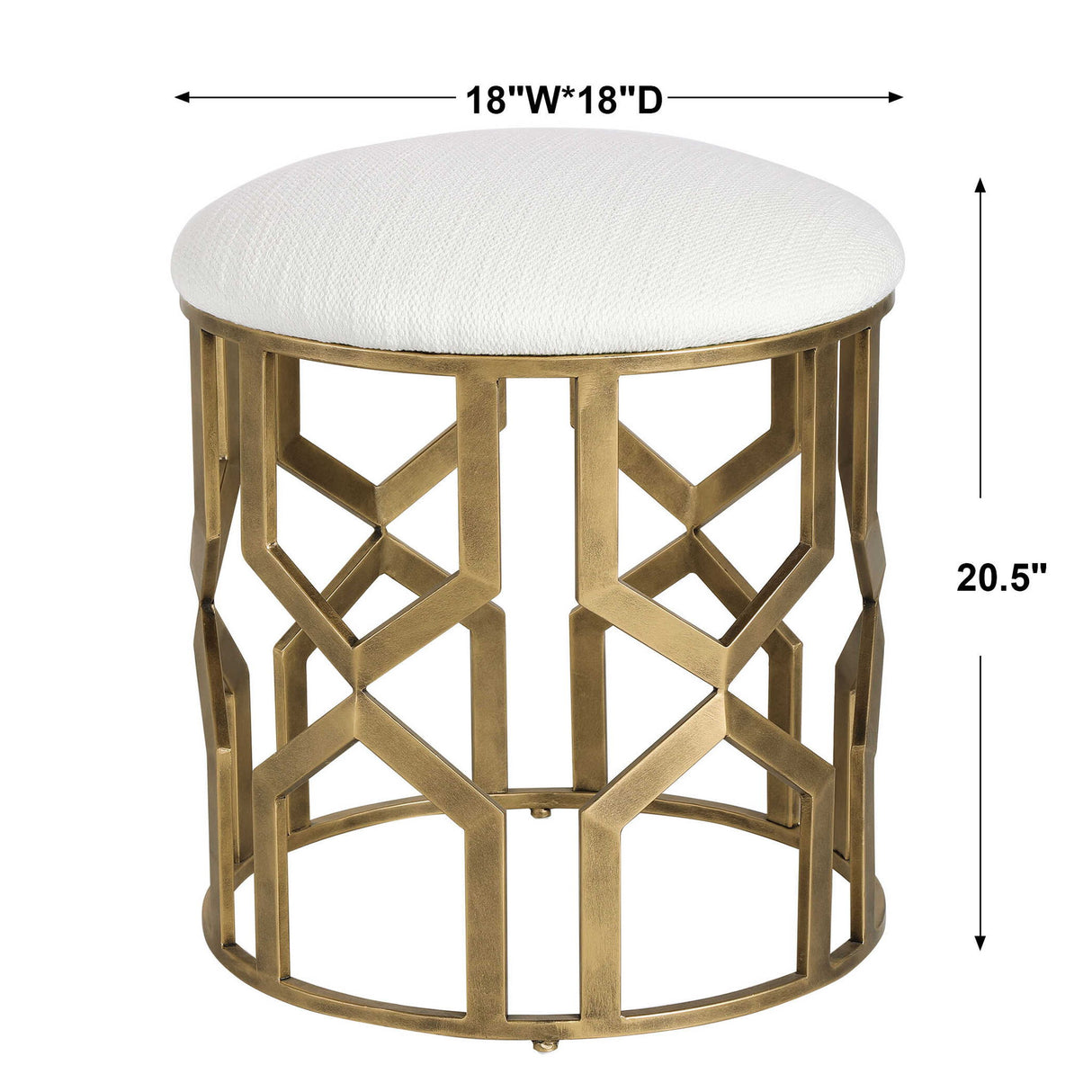 Trellis - Geometric Accent Stool - White & Gold