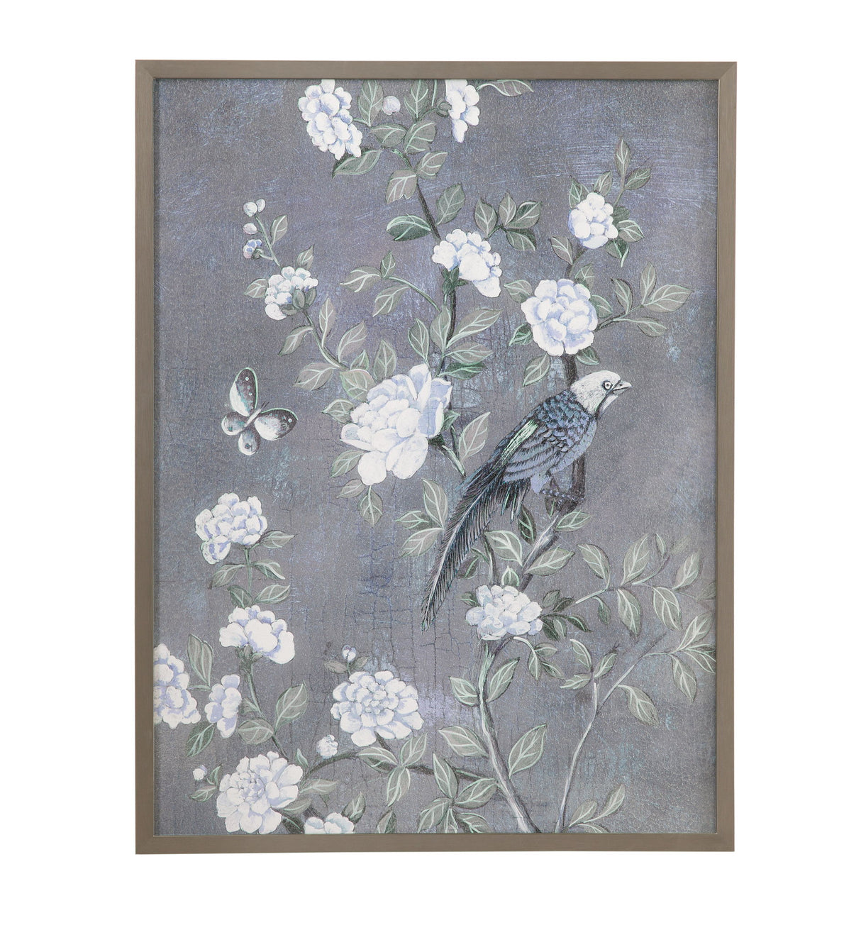 Birds & Blooms I Framed Print - Dark Gray
