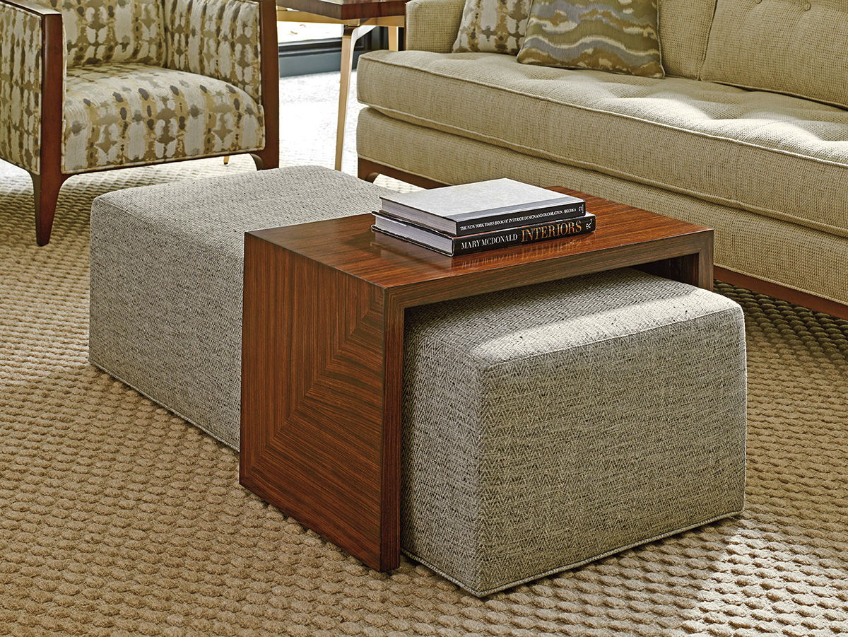 Lexington Upholstery - Broadway Cocktail Ottoman With Slide - Gray / Dark Brown