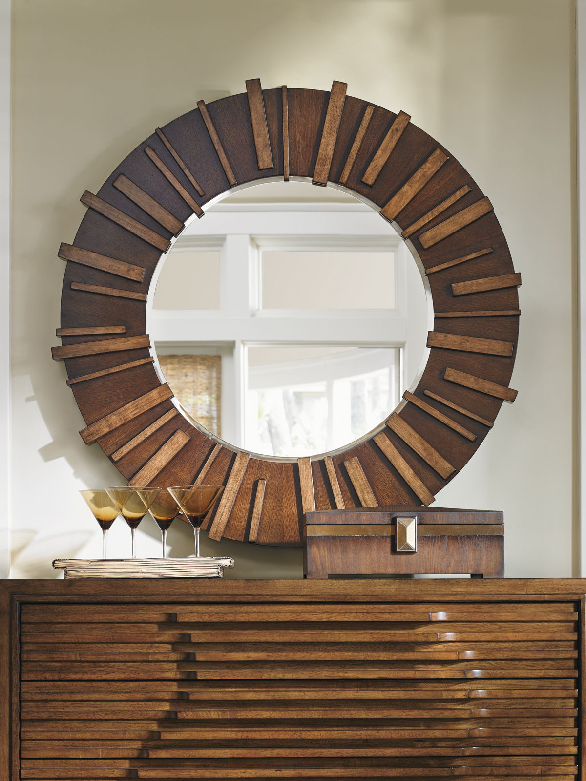 Island Fusion - Kobe Round Mirror - Dark Brown