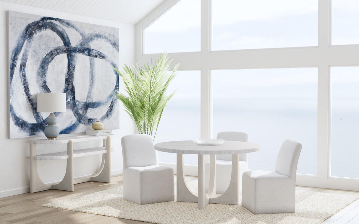 Gavin - Dining Table - Driftwood / White Marble