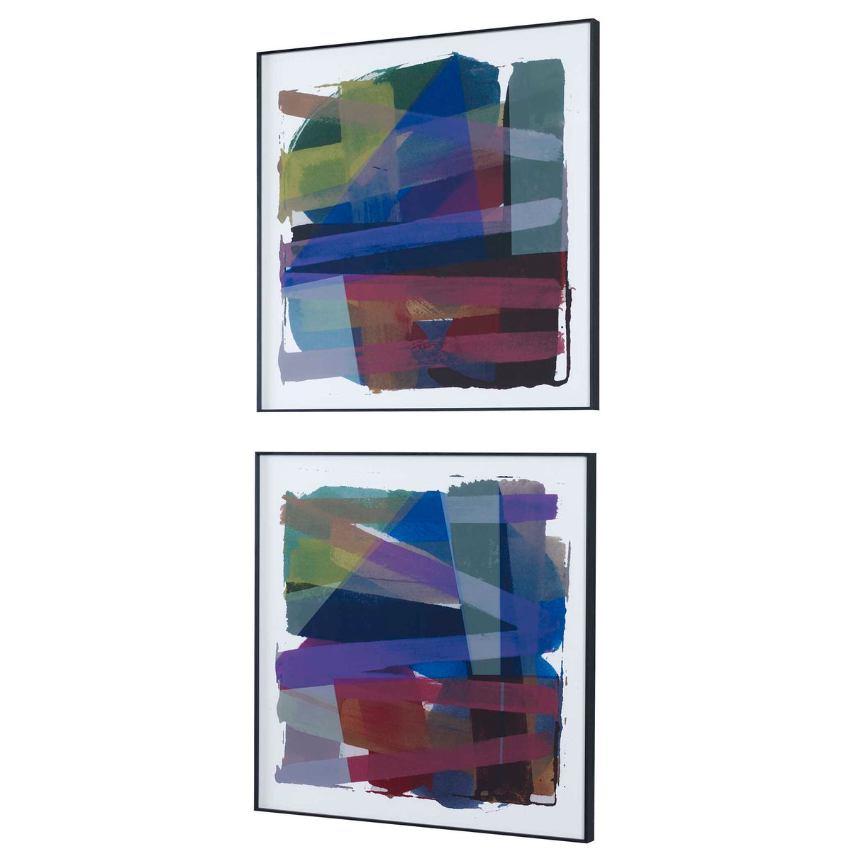Vivacious - Abstract Framed Prints, Set Of 2 - Blue