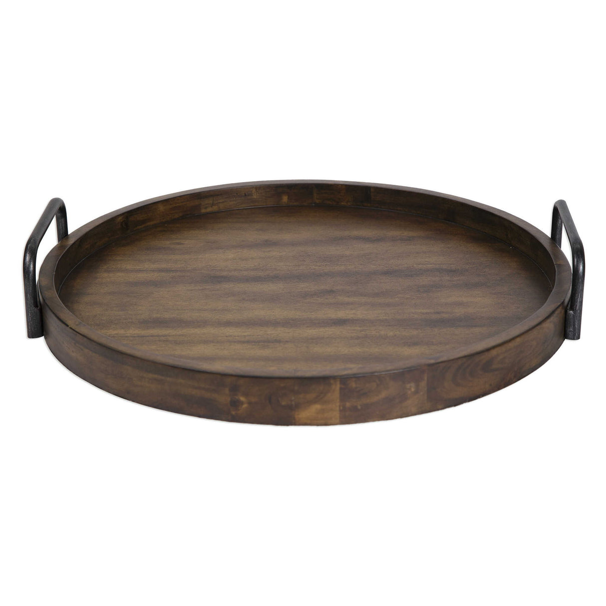 Reine - Round Wooden Tray - Brown, Dark