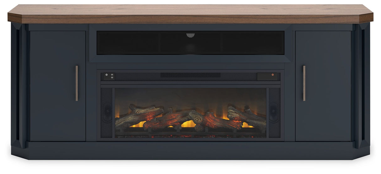 Landocken - 83" TV Stand With Electric Fireplace - Two-tone
