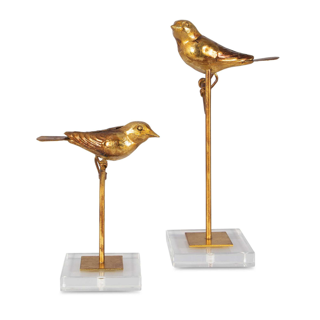 Passerines - Bird Sculptures, Set Of 2 - Light Brown