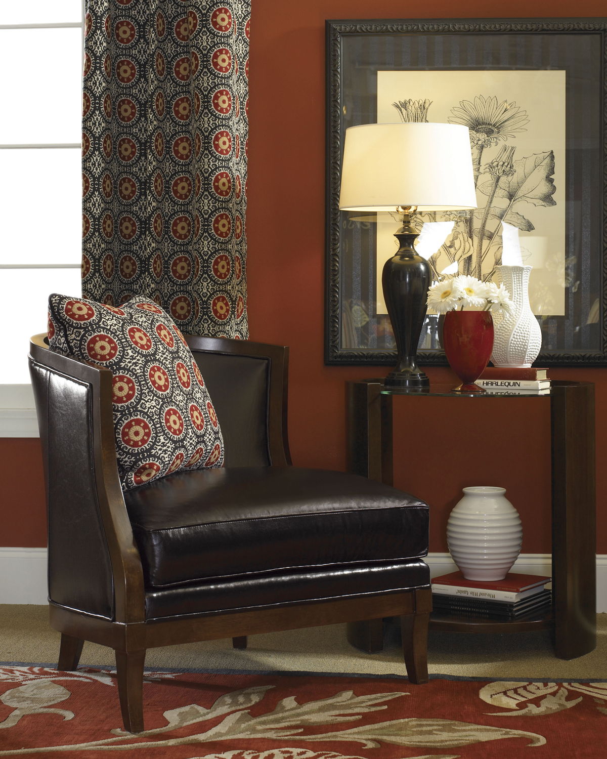 Lexington Leather - Garland Left Arm Facing Leather Chair - Dark Gray / Black