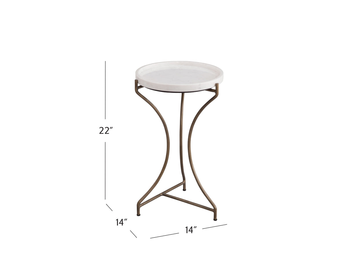 Mcgowan - Accent Table - Antique Brass / White Marble