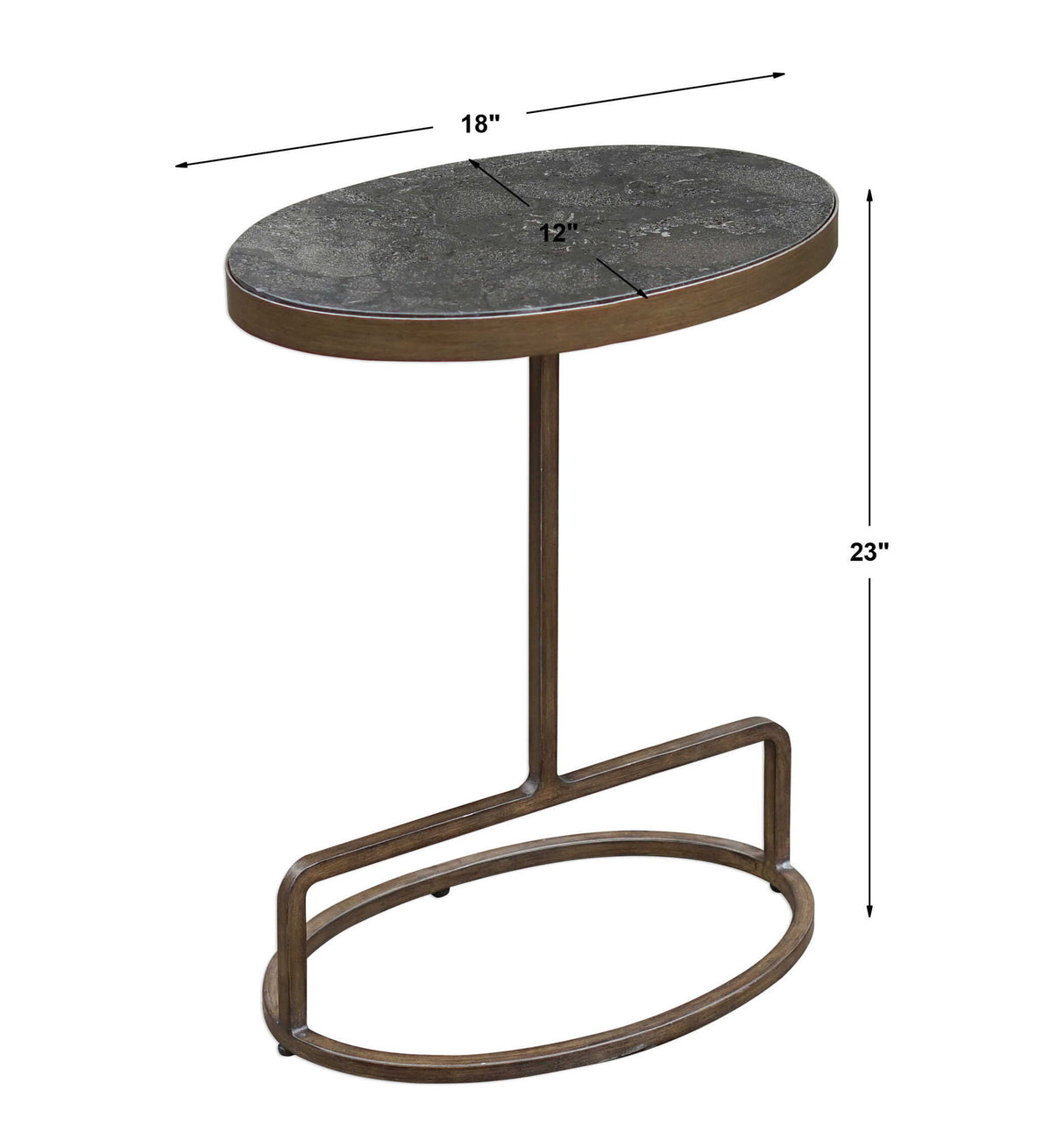 Jessenia - Stone Accent Table - Gray, Dark