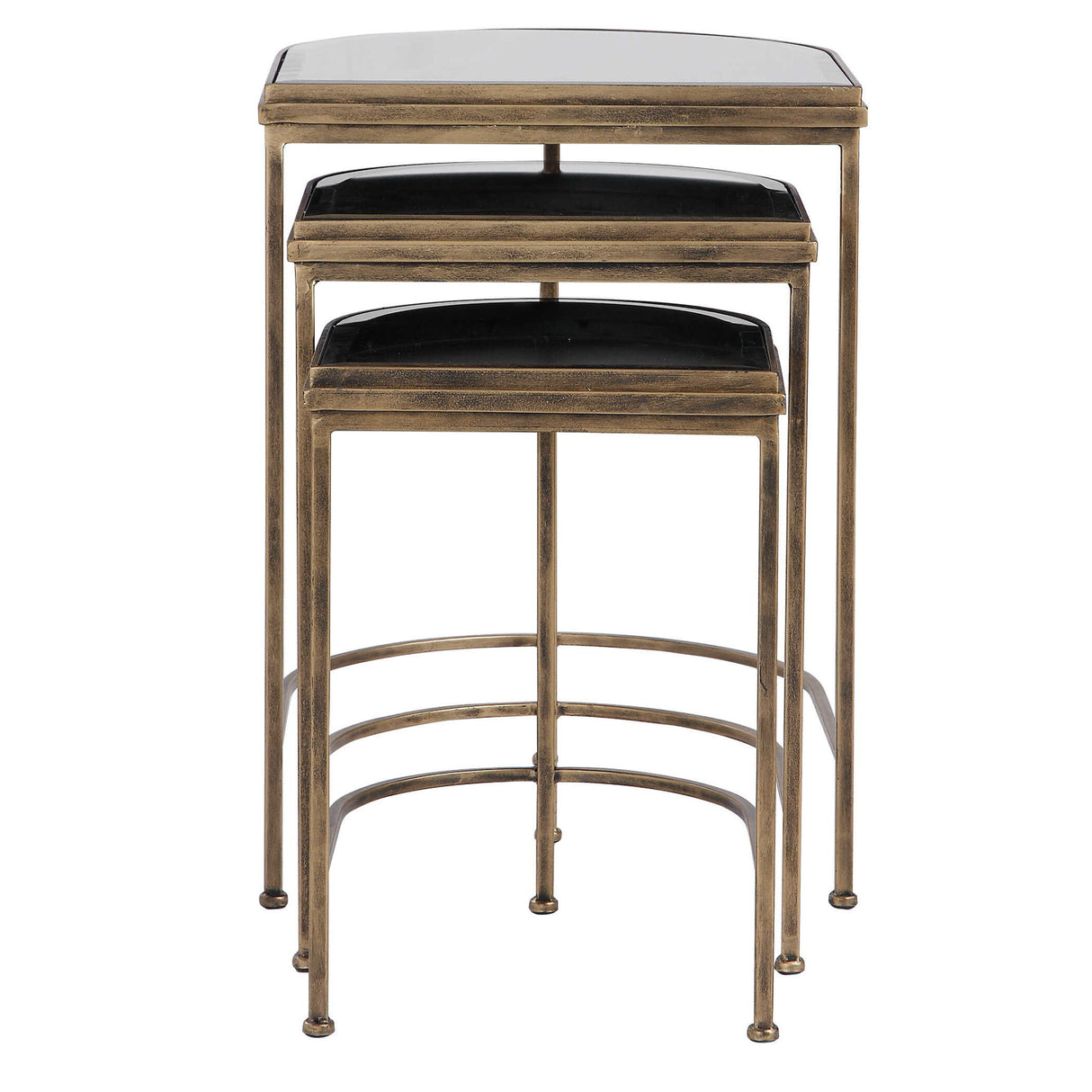 India - Nesting Tables, Set Of 3 - Light Brown & Black