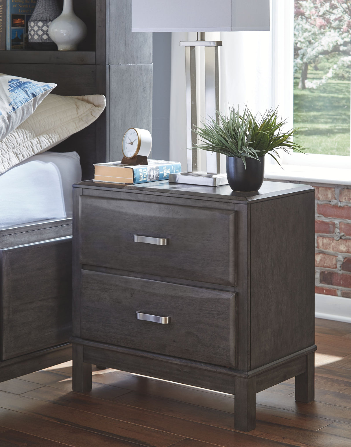 Caitbrook - Two Drawer Night Stand - Gray