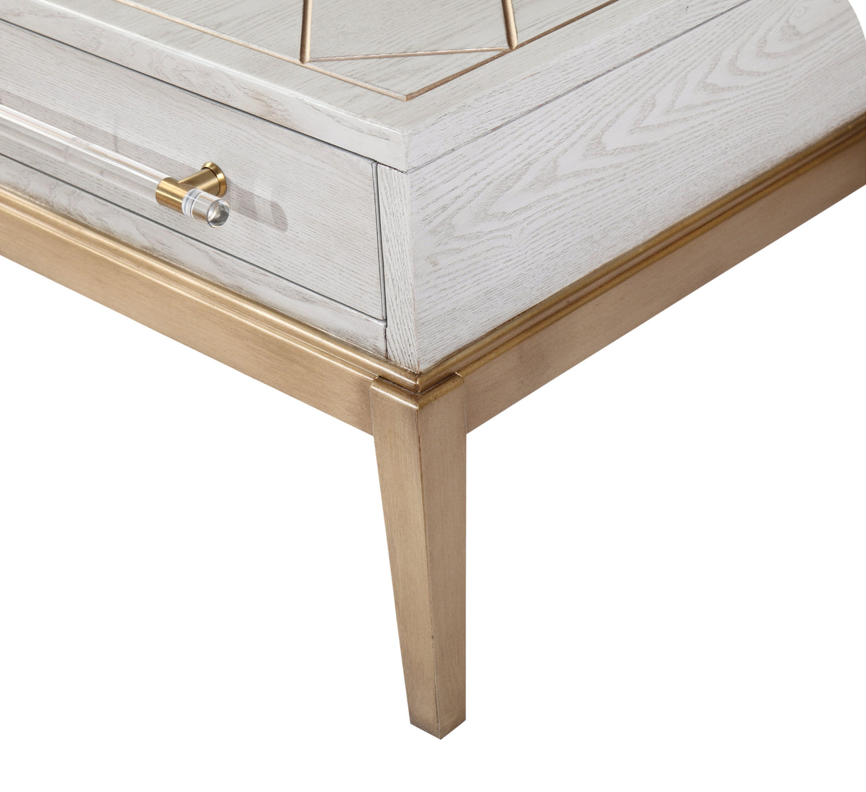Perrine - Rectangle Cocktail Table - White / Gold