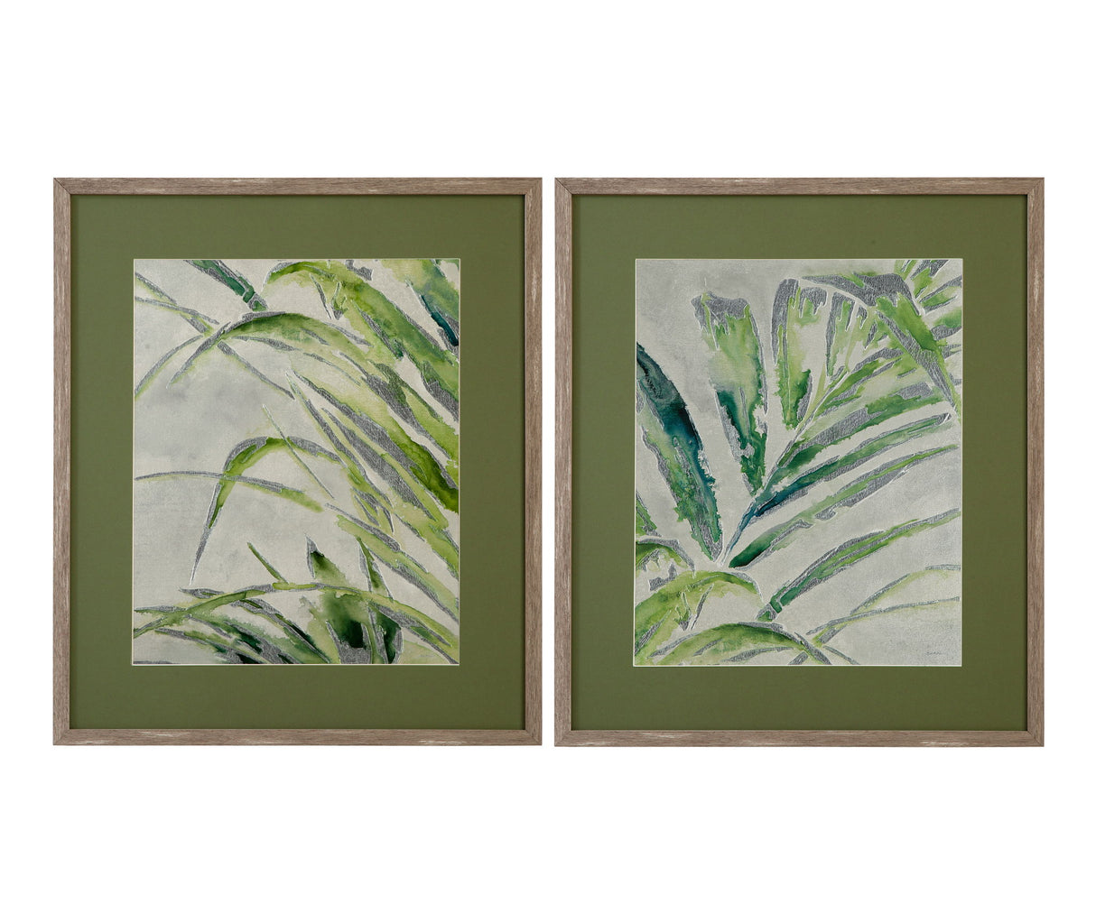 Green Palm II Framed Print - Green / Light Brown