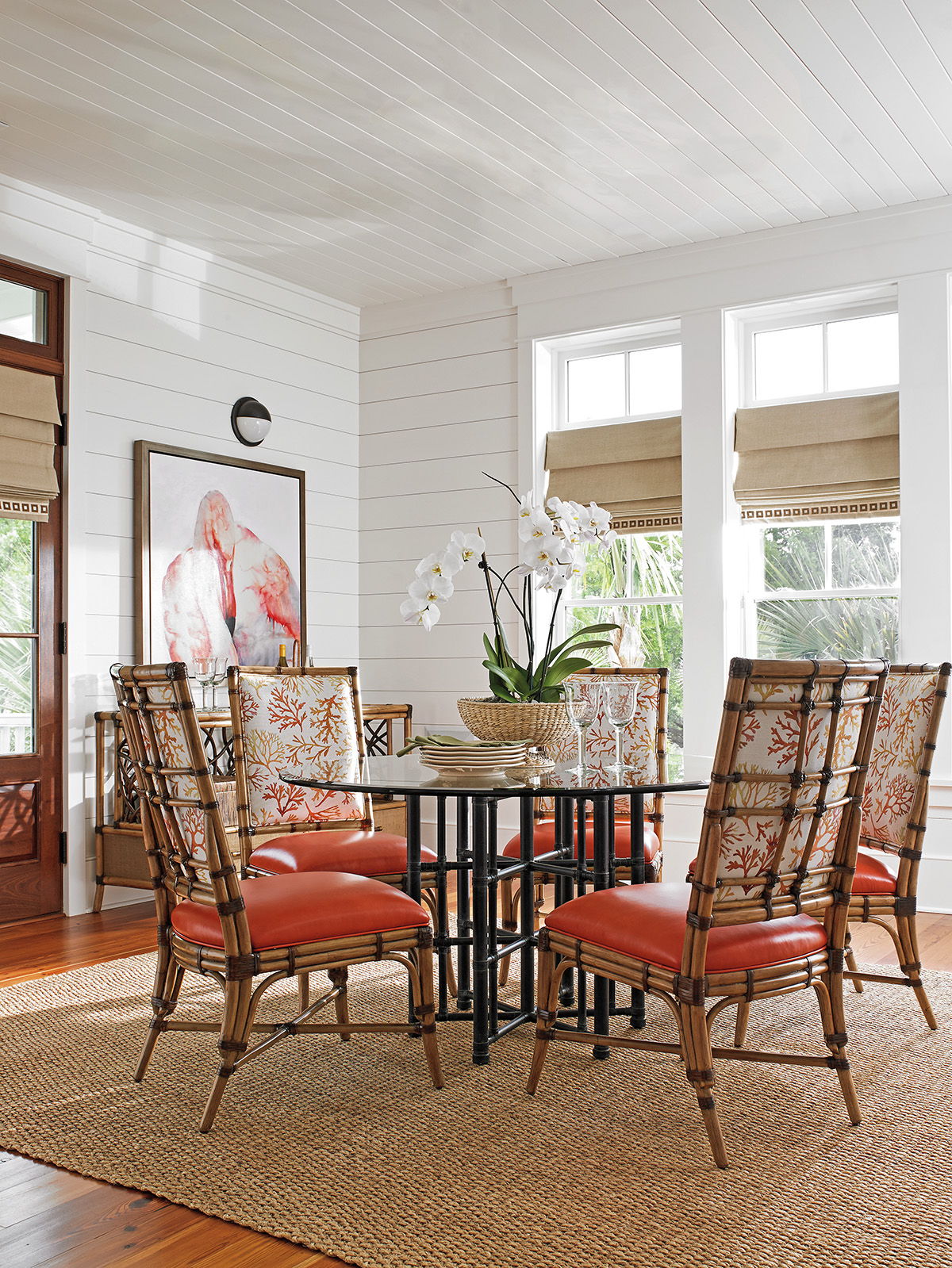 Twin Palms - Summer Isle Upholstered Side Chair - Light Brown / Orange