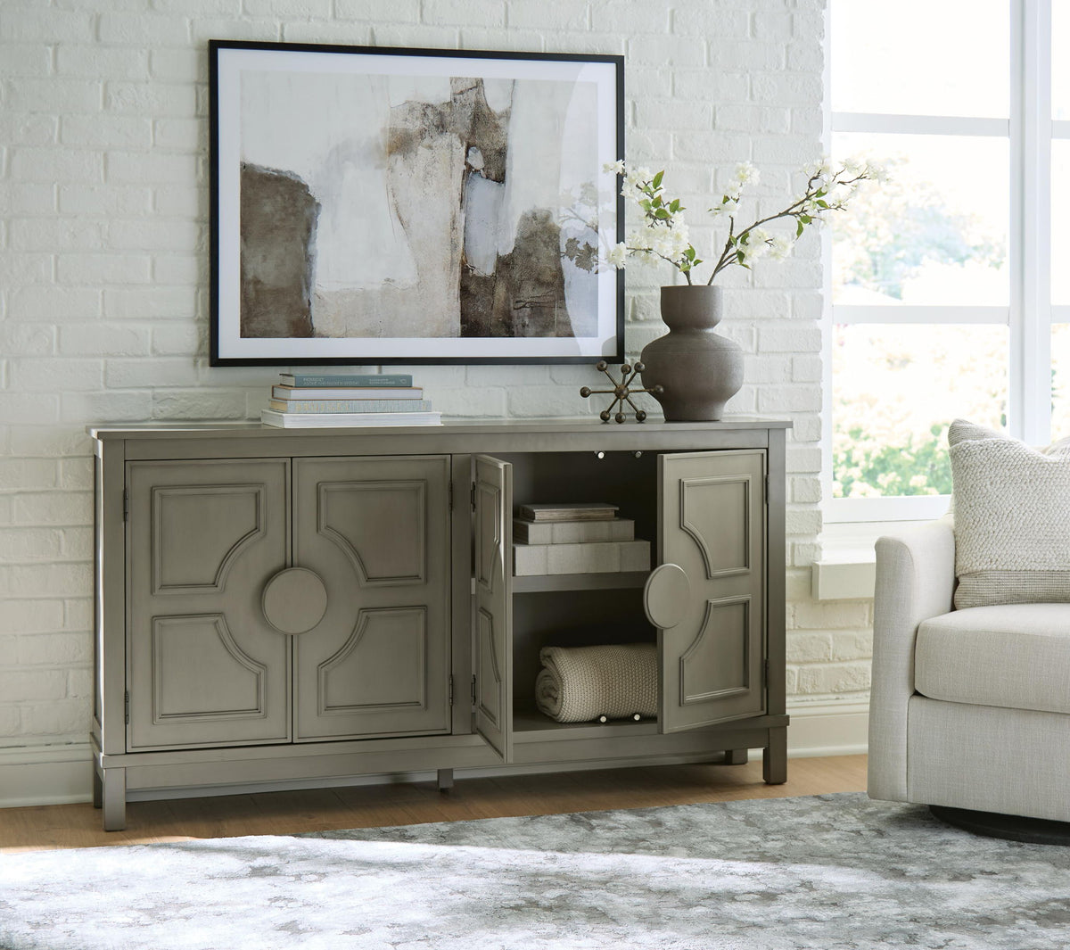 Darlock - Accent Cabinet - Warm Gray